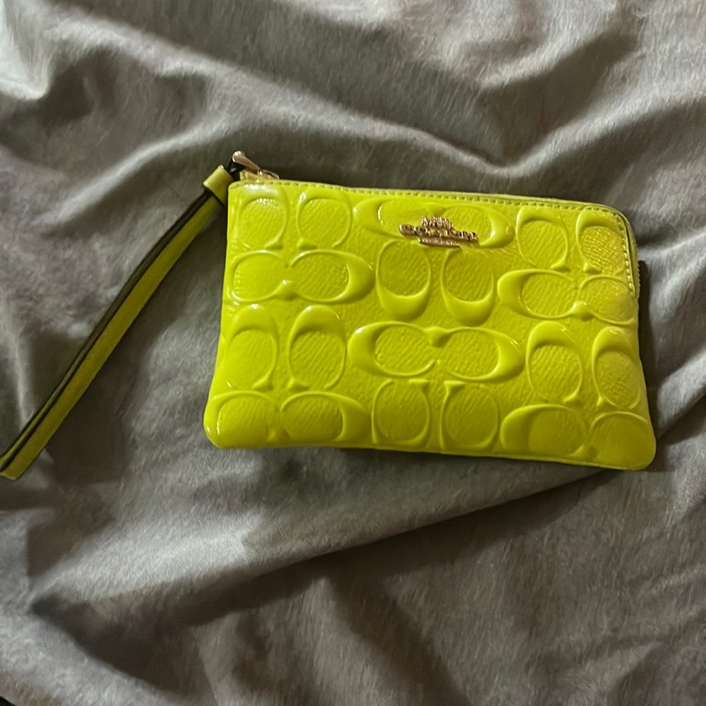 Lime green coach wristlet